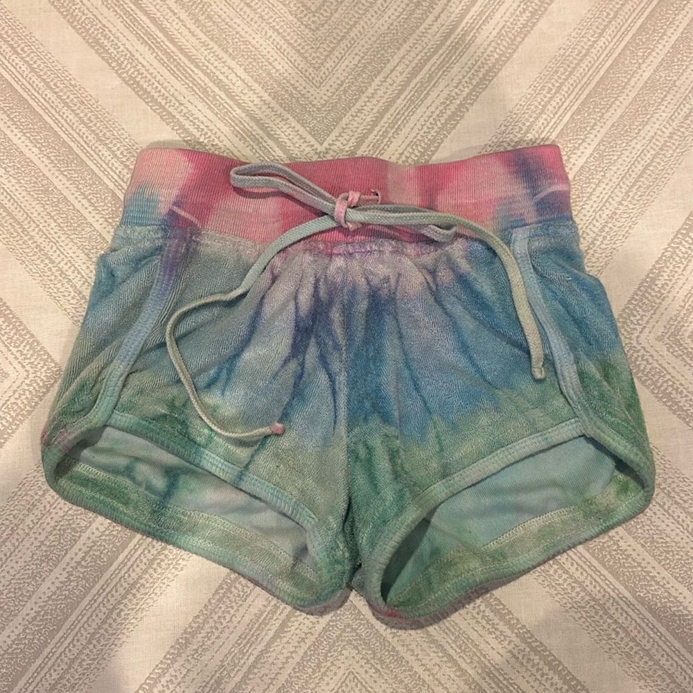 Hard Tail Girls Tie Dye Terry Drawstring Shorts, Size M 10/12